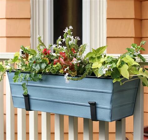 window boxes for metal railings|wood railing planter boxes.